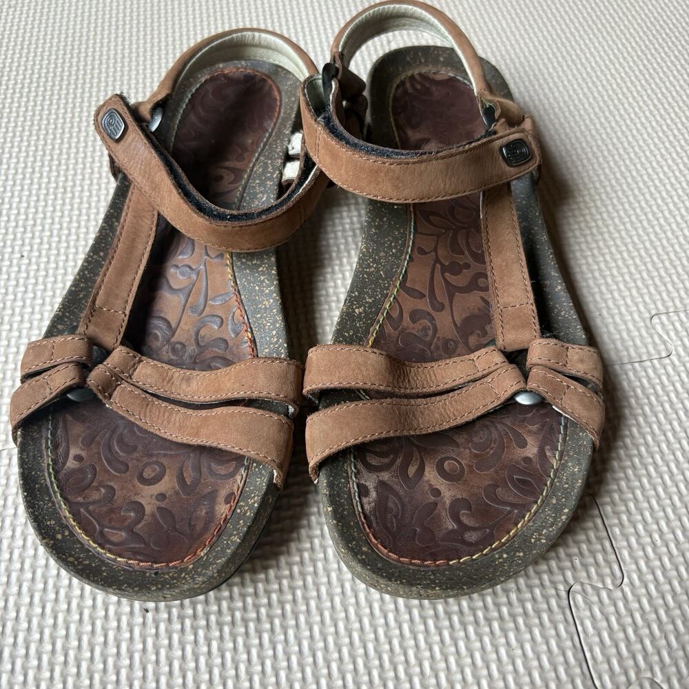 Teva Womens Ventura Cork Wedge Sandals Brown Leather Strappy Sz 8 Casual Travel